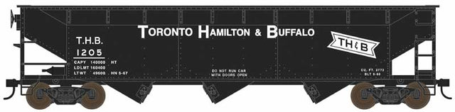 70-Ton Offset 3-Bay Hopper - Ready to Run -- Toronto, Hamilton & Buffalo #1208 (black, Full Lettering, Bowtie Logo)