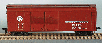 40' X-31 Round Roof Double-Door Steel Boxcar -- Pennsylvania Railroad w/Circle Keystone Herald - Flush Roof