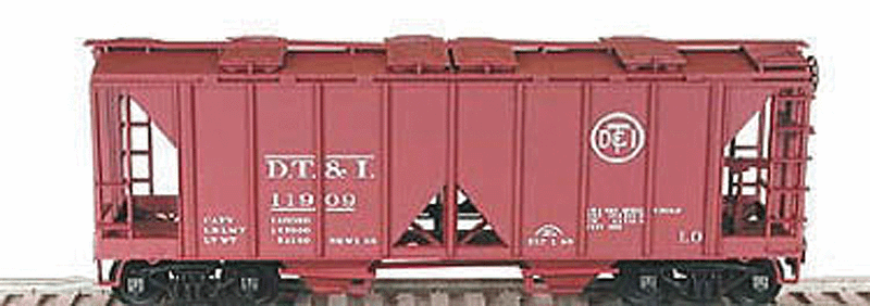 70-Ton 2-Bay Covered Hopper Kit w/Knuckle Couplers -- Detroit, Toledo & Ironton #11911, Built 1-40