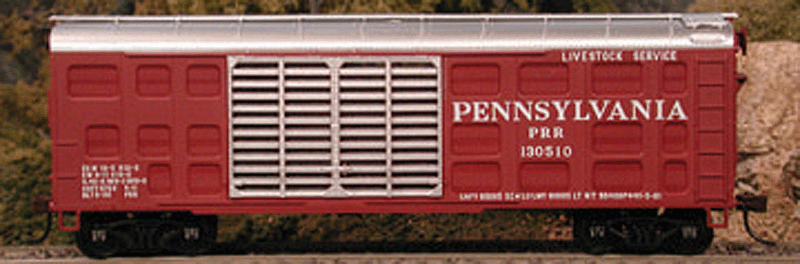 Pennsylvania Railroad Class K-11 40' Stock Car - Kit -- Pennsylvania Railroad #130516 (tuscan, silver)