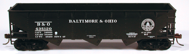 70-Ton 3-Bay Offset-Side Hopper - Kit -- Baltimore & Ohio #435158 (black, 13 Great States Logo)