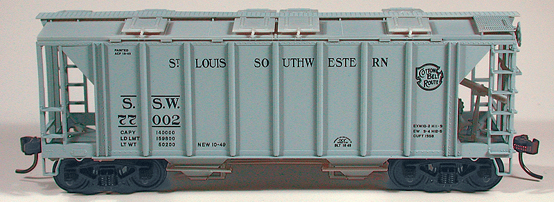 70-Ton 2-Bay Closed-Side Covered Hopper - Kit -- Cotton Belt SSW #77002 (gray, StLSW Spelled Out, Cotton Belt Logo)