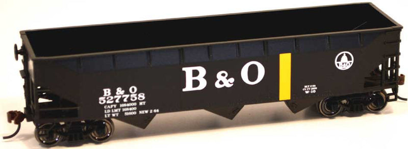70-Ton 3-Bay Offset-Side Hopper - Kit -- Baltimore & Ohio #527785 (black, yellow, Large B&O, Small Logo)