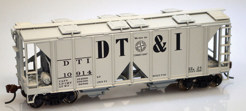 70-Ton Covered Hopper w/Open Sides - Kit -- Detroit, Toledo & Ironton #10914 (gray, black, Billboard DT&I & Compass)