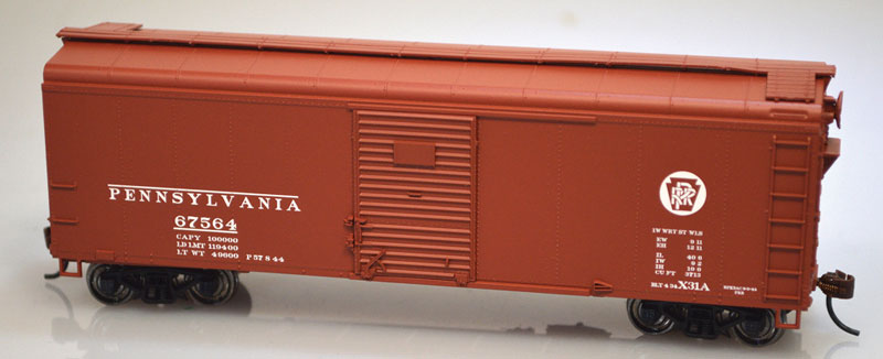 Class X31a 40' Single-Door Flush-Roof Boxcar - Kit -- Pennsylvania Railroad #67558 (Tuscan, Circle Keystone Logo)