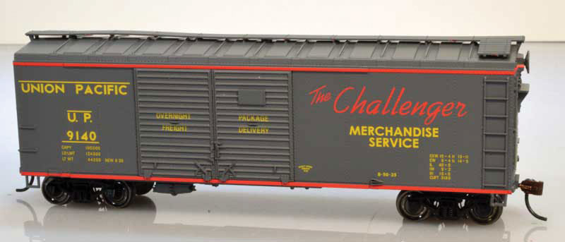 40' Single-Door Boxcar - Kit -- Union Pacific #9140 (Challenger Merchandise Scheme, gray, red, yellow)