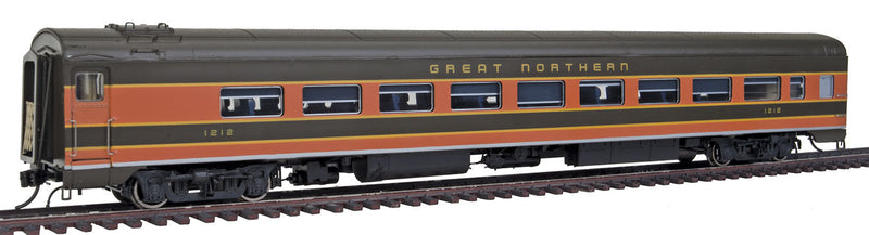 CC&F 52-Seat Dayniter Leg-Rest Coach w/Skirts - Ready to Run - Super Continent -- Great Northern #1212 (Omaha Orange, Pullman Green)