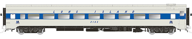 CC&F Lightweight Coach w/Skirts - Ready to Run - Super Continental Line(TM) -- Long Island MTA #2183 (silver, blue)