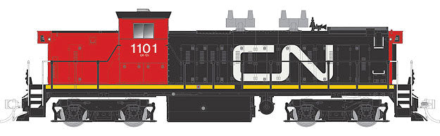 GMD-1 4-Axle 1100 Series Version - Standard DC -- Canadian National #1101 (black, red Nose & Cab; Large Noodle Logo)