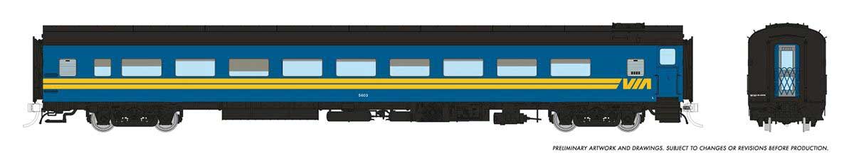 CC&F Lightweight Coach - Ready to Run - Super Continental Line(TM) -- VIA Rail Canada #5642 (blue, yellow, black)