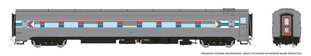 CC&F Lightweight Coach - Ready to Run - Super Continental Line(TM) -- Amtrak #6445 (Phase 1, silver, red, blue, white, Arrow Logo)