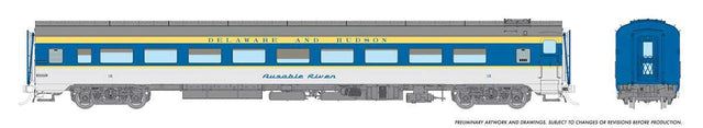 CC&F Lightweight Coach - Ready to Run - Super Continental Line(TM) -- Delaware & Hudson #31 (gray, blue, yellow)