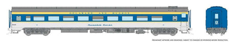 CC&F Lightweight Coach - Ready to Run - Super Continental Line(TM) -- Delaware & Hudson #33 (gray, blue, yellow)
