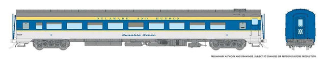 CC&F Lightweight Coach - Ready to Run - Super Continental Line(TM) -- Delaware & Hudson #33 (gray, blue, yellow)