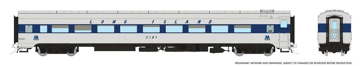CC&F Lightweight Coach - Ready to Run - Super Continental Line(TM) -- Long Island Railroad #2181 (gray, blue)