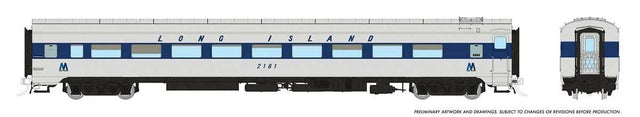 CC&F Lightweight Coach - Ready to Run - Super Continental Line(TM) -- Long Island Railroad #2181 (gray, blue)