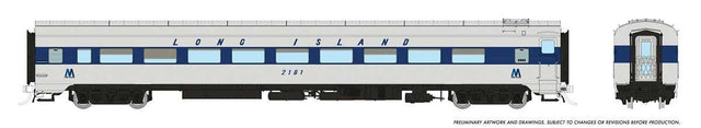 CC&F Lightweight Coach - Ready to Run - Super Continental Line(TM) -- Long Island Railroad #2184 (gray, blue)