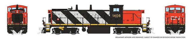 GMD-1 4-Axle Version - Standard DC -- Canadian National #1408 (Stripe Scheme, black, white, red)