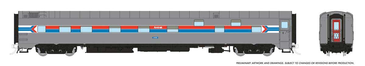 Duplex Sleeper - Ready to Run - Super Continental Line(TM) -- Amtrak #2400 (Phase 1, silver, red, blue, white, Arrow Logo)