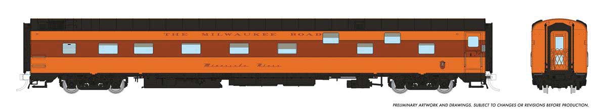 Duplex Sleeper - Ready to Run - Super Continental Line(TM) -- Milwaukee Road "Zumbro River" (orange, maroon)