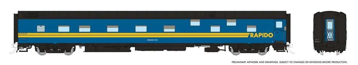 Duplex Sleeper - Ready to Run - Super Continental Line(TM) -- Rapido Anniversary #1115 "Edmundston" (blue, yellow, black)