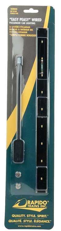 Track-Powered Passenger Car Lighting Kit -- 10-9/32 x 3/4"  26.1 x 1.7cm
