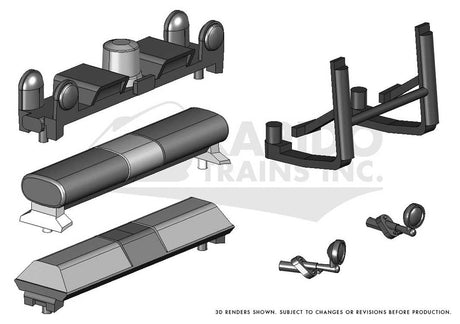 Emergency Vehicle Detail Parts -- 3 Light Bars, Push Bar, Spotlight
