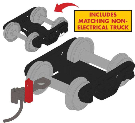 Track-Powered EOT Flasher with Roller Bearing Trucks and 33" Metal Wheels -- Red EOT Housing-1