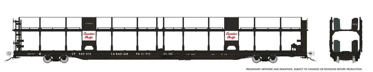 NSC 89' Bi-Level Auto Rack - Ready to Run -- Canadian Pacific (black, white, red, Script Lettering)-1