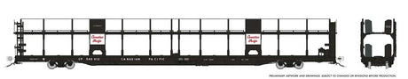 NSC 89' Bi-Level Auto Rack 6-Pack - Ready to Run -- Canadian Pacific (black, white, red, Script Lettering)-1