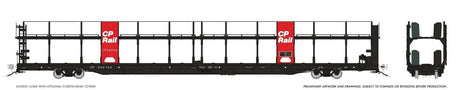 NSC 89' Bi-Level Auto Rack 6-Pack - Ready to Run -- Canadian Pacific (black, Action Red, white)-2
