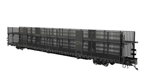 NSC 89' Bi-Level Auto Rack 6-Pack - Ready to Run -- Canadian National (Late with Mesh Sides, black, white, Noodle Logo)-1