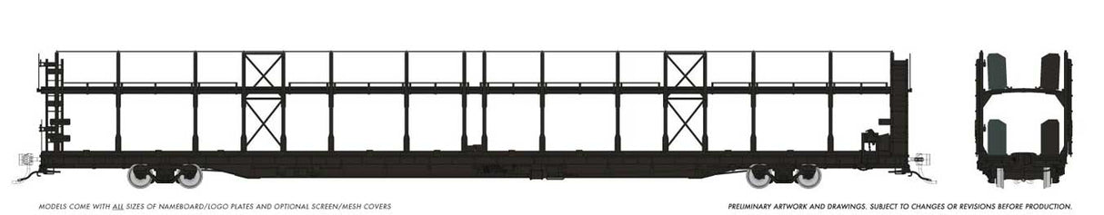 NSC 89' Bi-Level Auto Rack - Ready to Run -- Painted, Unlettered (black)-1