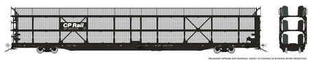 NSC 89' Tri-Level Auto Rack - Ready to Run -- Canadian Pacific (Mesh Sides, black, white)-1