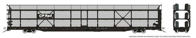 NSC 89' Tri-Level Auto Rack - Ready to Run -- Canadian Pacific (Mesh Sides, black, white)-1