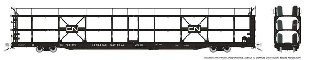 NSC 89' Tri-Level Auto Rack - Ready to Run -- Canadian National (As-Delivered, black, white, Noodle Logo)-1