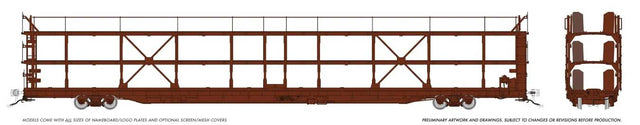 NSC 89' Tri-Level Auto Rack 6-Pack - Ready to Run -- Painted, Unlettered (Boxcar Red)-1
