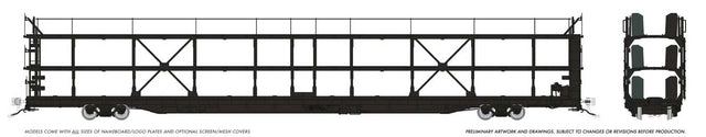 NSC 89' Tri-Level Auto Rack 6-Pack - Ready to Run -- Painted, Unlettered (black)-1