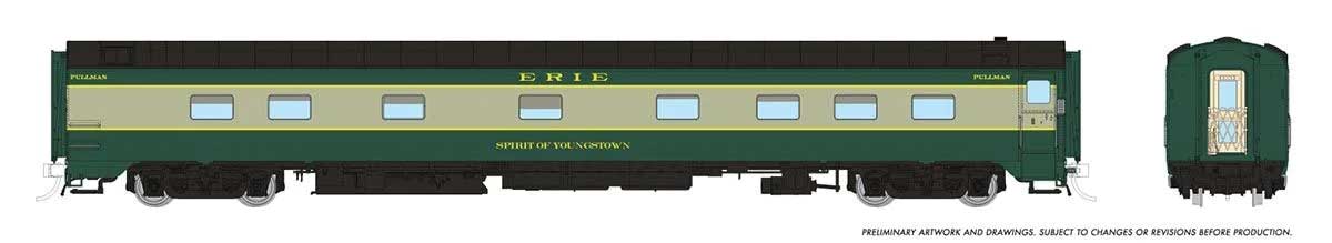 10-5 Sleeper - Ready to Run - Super Continental Line(TM) -- Erie "Pride of Youngstown" (2-Tone Green)