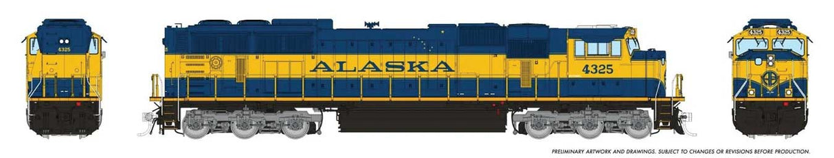 EMD SD70MAC w/Flared Radiators - Standard DC -- Alaska Railroad #4321 (blue, yellow)-1