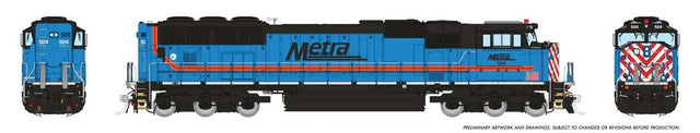 EMD SD70MACH - Standard DC -- Metra #504 (light blue, black, orange, red, white)-1