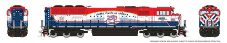 EMD SD70MACH - Standard DC -- Metra #525 (America 250 Scheme. red, white, blue)-1