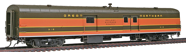 Super Continental Line(TM) 73' 6" Smooth Side Baggage-Express Car -- Great Northern #316