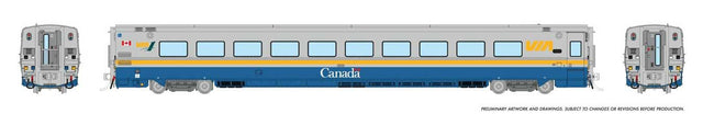 LRC Club Lounge - Lighted - Ready to Run -- VIA Rail Canada #3452 (VIA1 Canada Scheme, blue, gray, yellow)