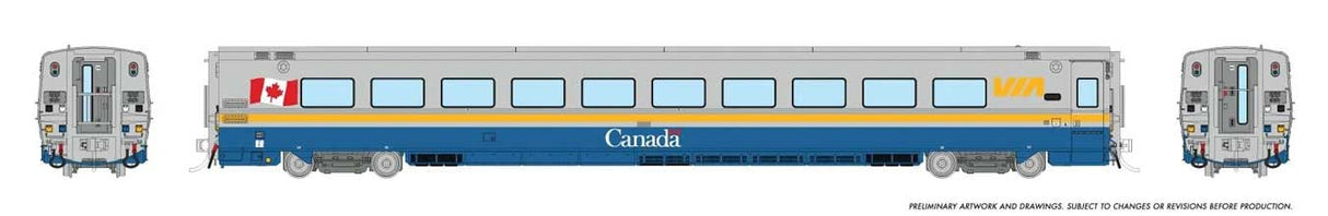 LRC Coach - Lighted - Ready to Run -- VIA Rail Canada #3355 (Canada Scheme, blue, gray, yellow)