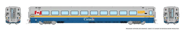 LRC Coach - Lighted - Ready to Run -- VIA Rail Canada #3355 (Canada Scheme, blue, gray, yellow)