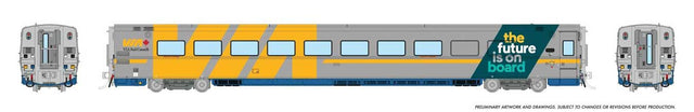 LRC Coach - Lighted - Ready to Run -- VIA Rail Canada #3352 (gray, yellow, black, Future is on Board Slogan)