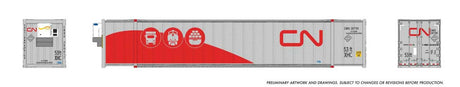 53' High-Cube Container w/Reefer Unit 2-Pack - Ready to Run -- Canadian National (Trimodal Scheme, gray, red)-1