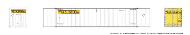 53' High-Cube Container 2-Pack - Ready to Run -- JB Hunt (Early, white, yellow, black)-1