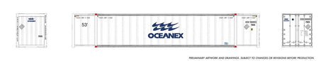 53' High-Cube Container 2-Pack - Ready to Run -- Oceanex (white, blue)-1